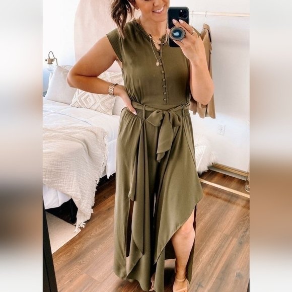 Kori Pants - Kori Wide Leg Jumpsuit W/ Open Side Seams